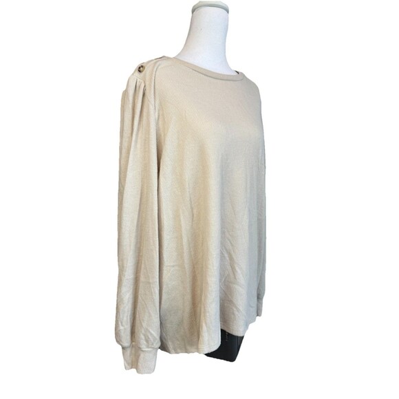 Women's LC Lauren Conrad Ribbed High Cuff Crew Neck Balloon Sleeves Top Size XXL - Picture 8 of 11